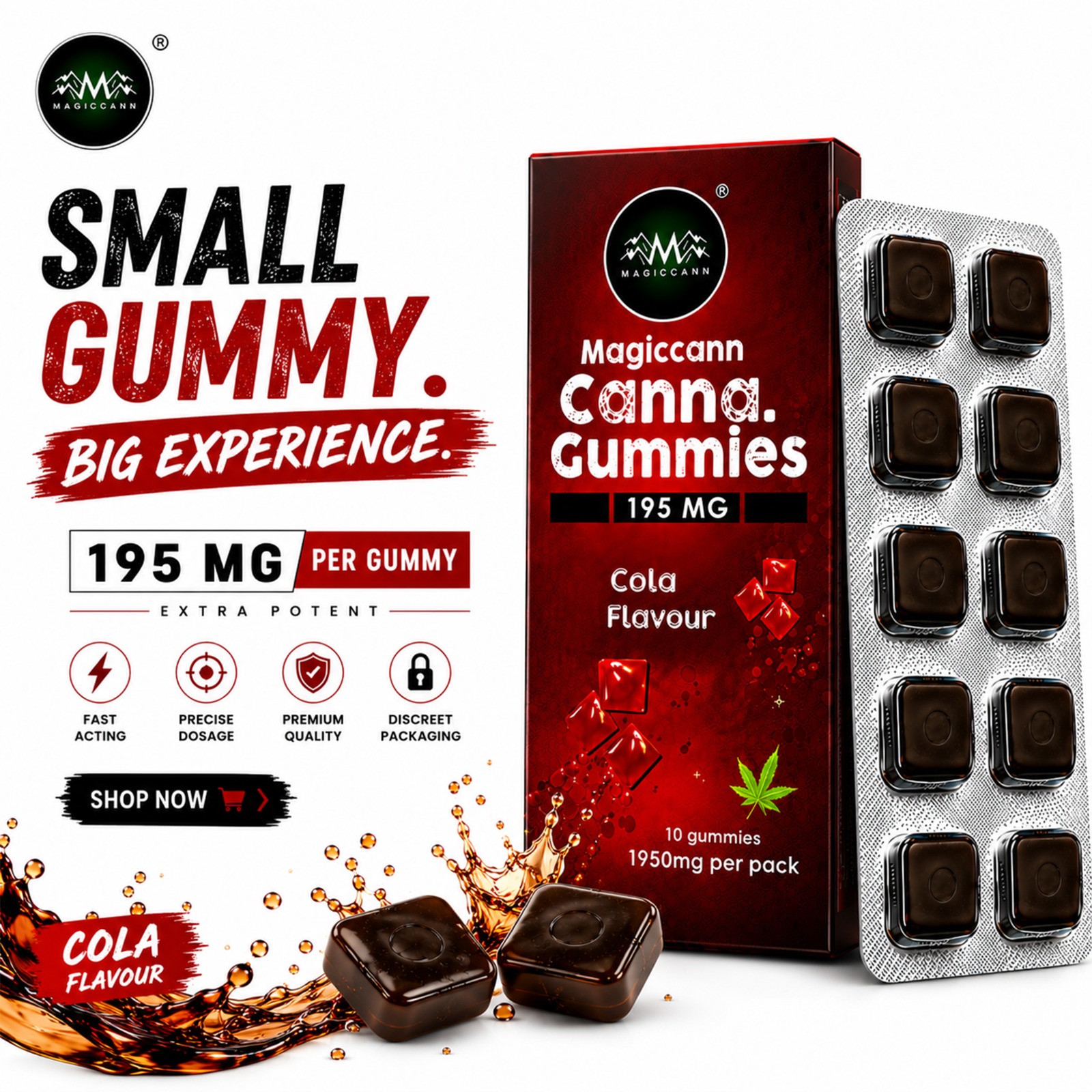 Magiccann Canna Gummies, Extra Strong : 1950Mg Cola flavour 7.25%