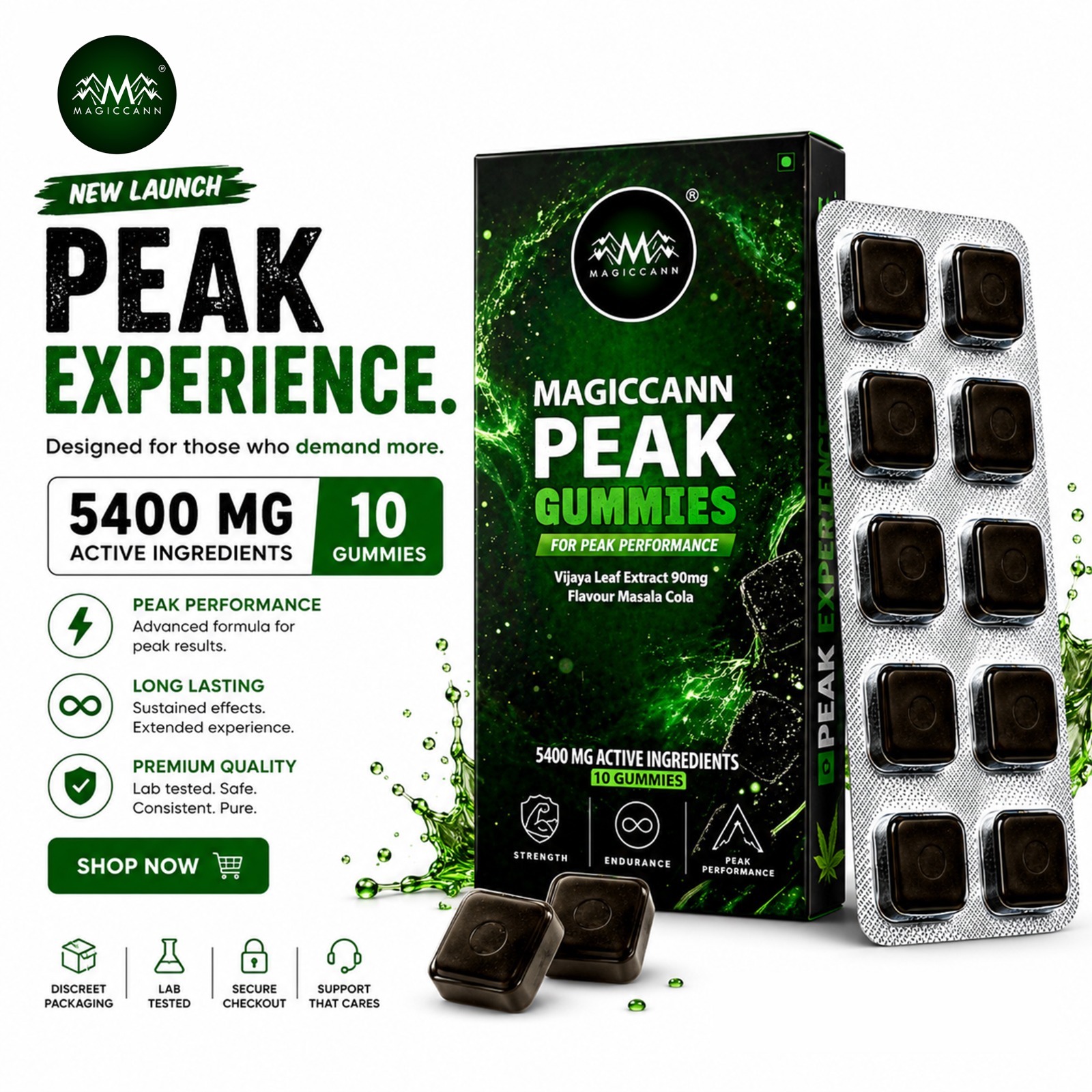 Magiccann Peak Men Vitality Gummies | 5400mg | 540mg Active Ingredients Per Gummy | For Peak Performance